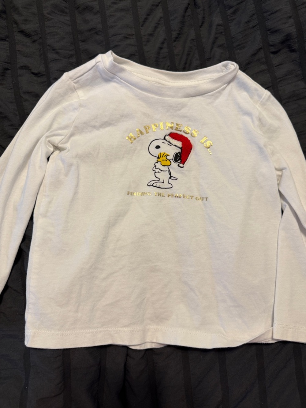 Janie and Jack White Long Sleeve Snoopy Holiday Tee with Red Hat